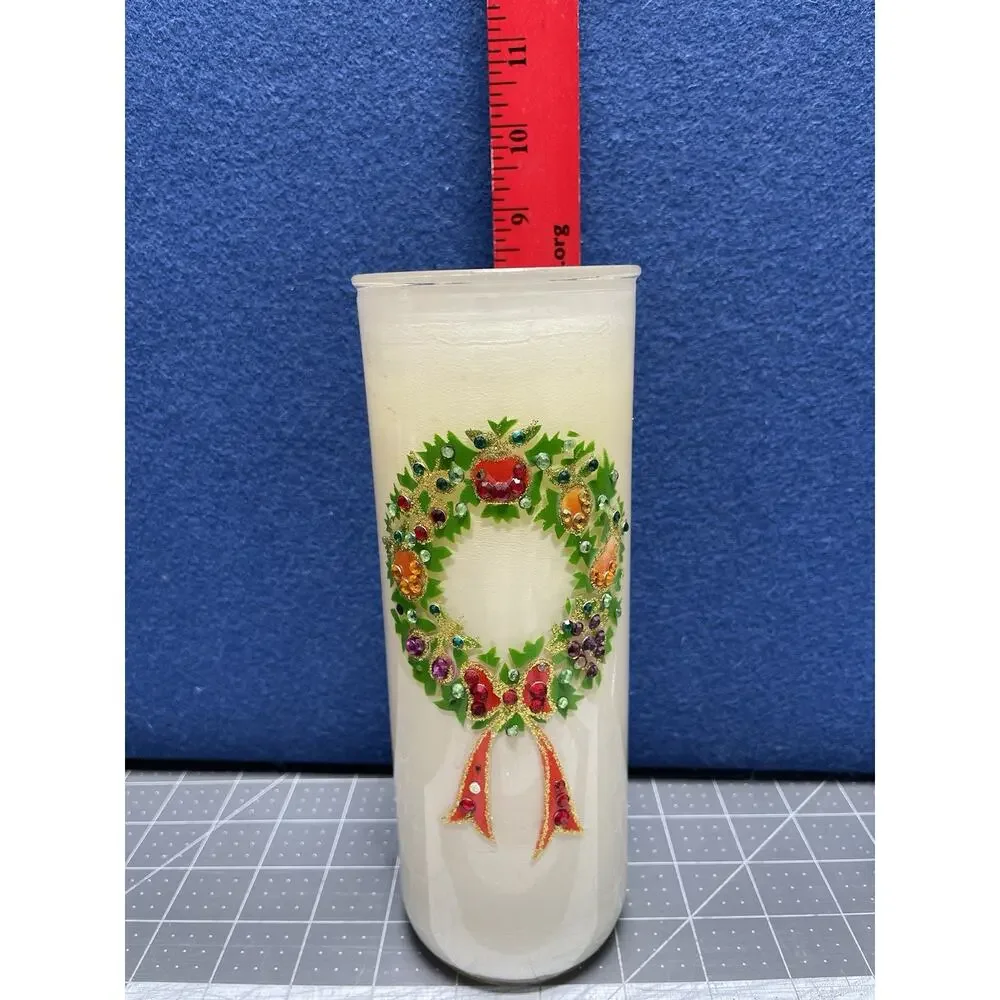 1970s Christmas Holiday‎ Candle with Kitschy Wreath